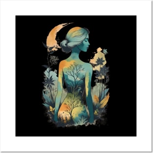 Vintage Nature Muse. Female body. Posters and Art